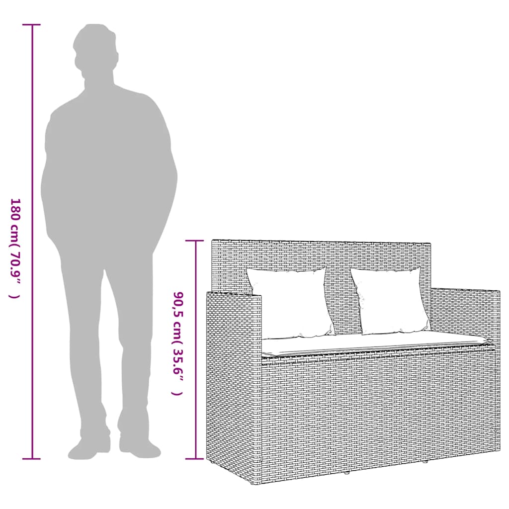 Gartenbank mit Kissen Beige Poly Rattan