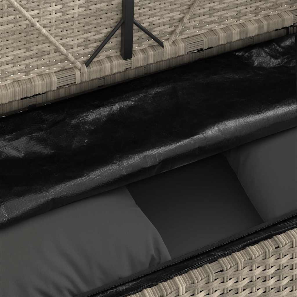 Gartenbank mit Kissen Hellgrau Poly Rattan