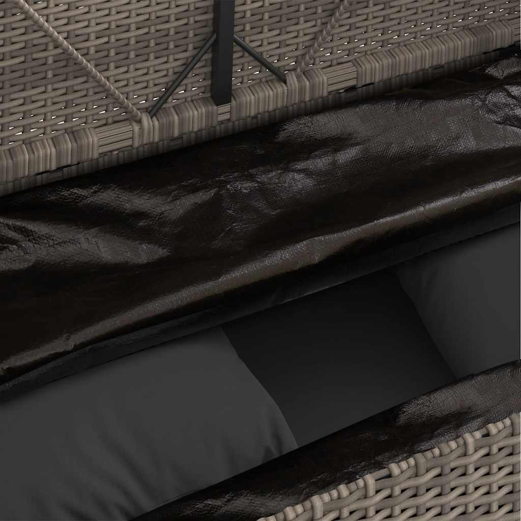 Gartenbank mit Kissen Grau Poly Rattan