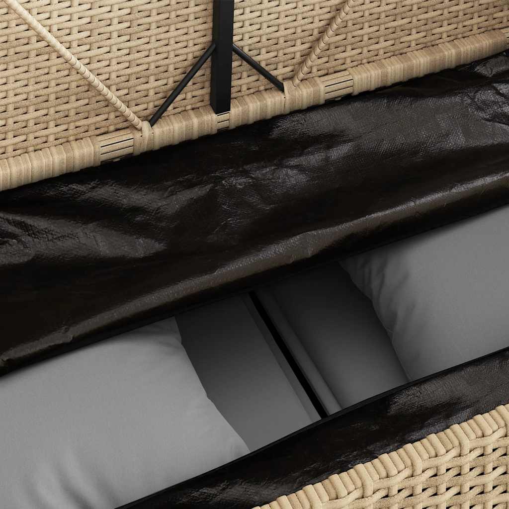Gartenbank mit Kissen Beige Poly Rattan