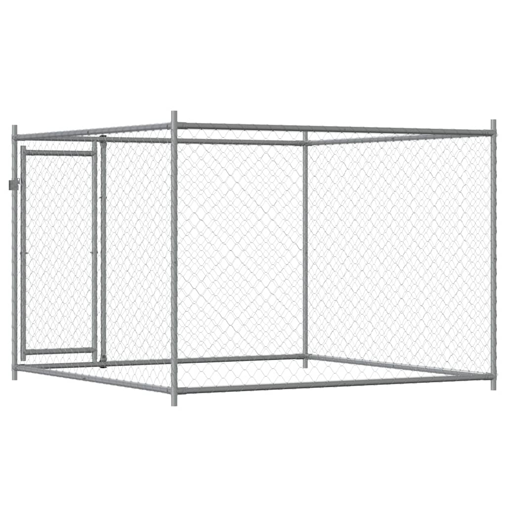 Hundezwinger mit Tür Grau 2x2x1,5 m Verzinkter Stahl