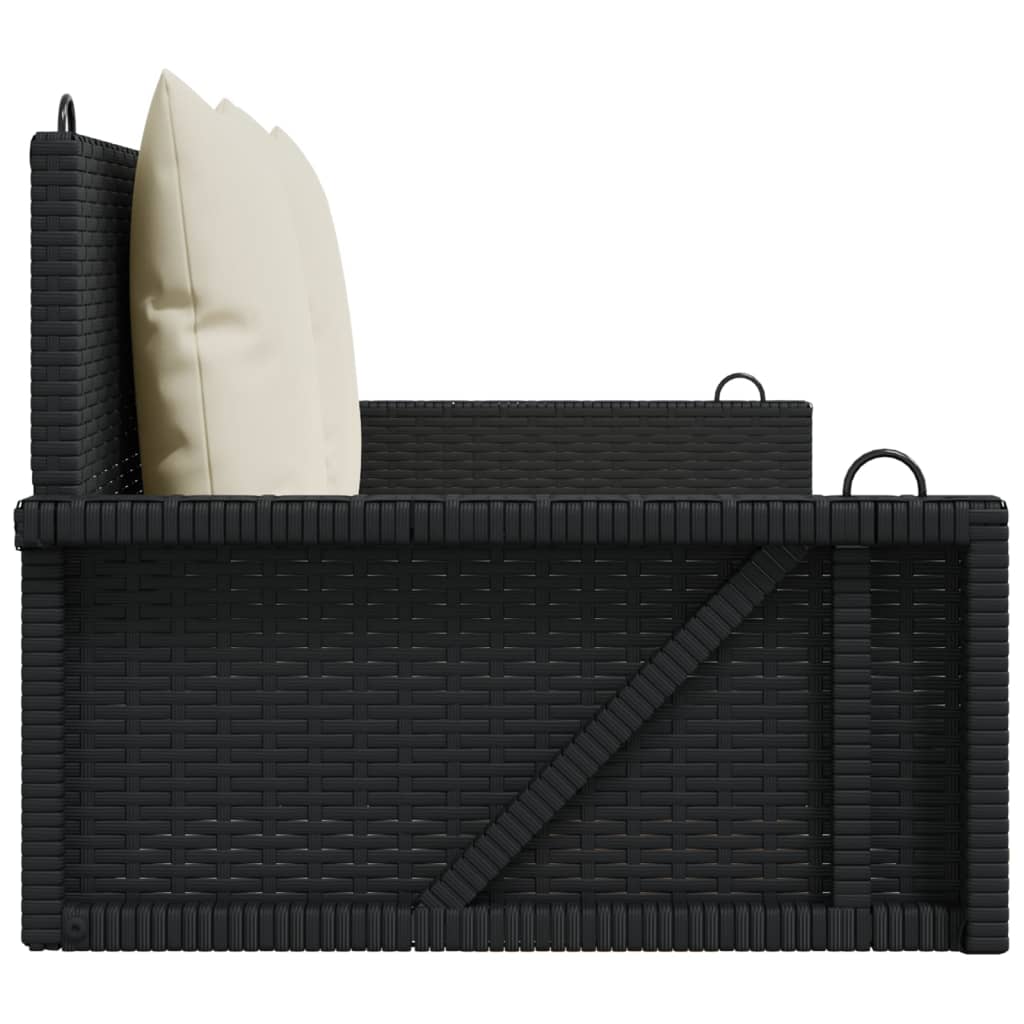 Schaukelbank mit Kissen Schwarz 119 x 56 x 48 cm Poly Rattan