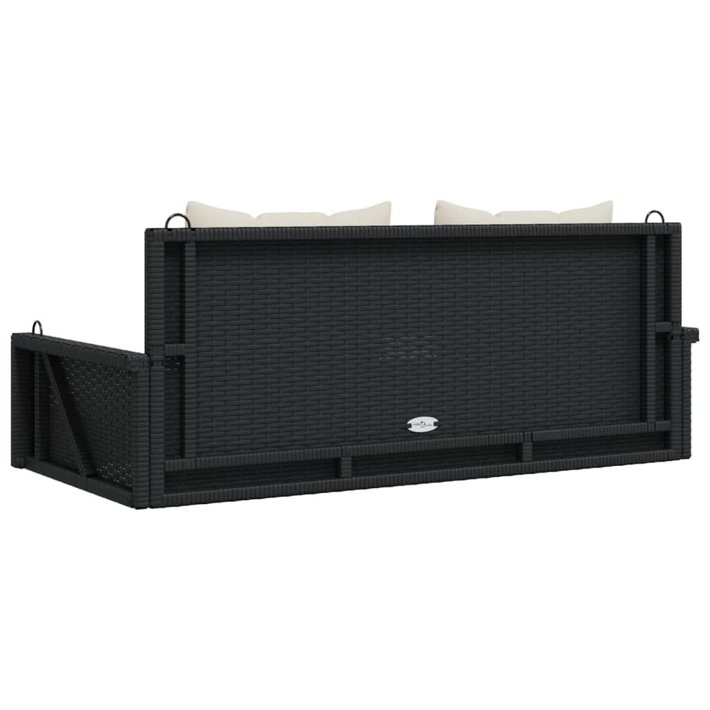 Schaukelbank mit Kissen Schwarz 119 x 56 x 48 cm Poly Rattan