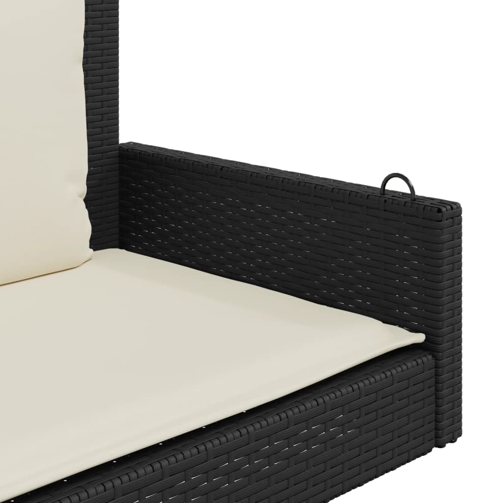 Schaukelbank mit Kissen Schwarz 119 x 56 x 48 cm Poly Rattan