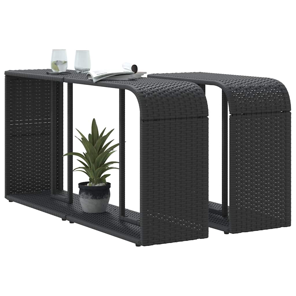 Étagères de rangement 2 pcs Rotin synthétique noir