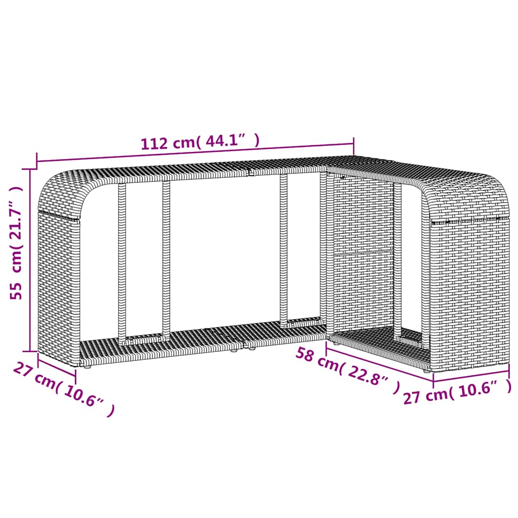 Étagères de rangement 2 pcs Rotin synthétique noir