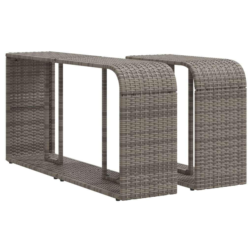 Étagères extérieures 2 pces gris poly rotin