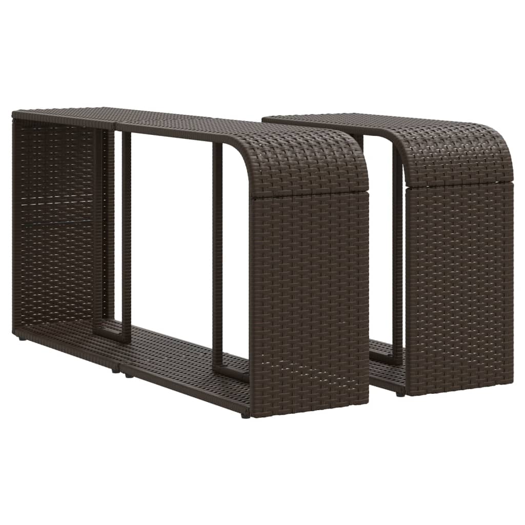 Outdoor Shelves 2 Pcs. Brown Poly Rattan