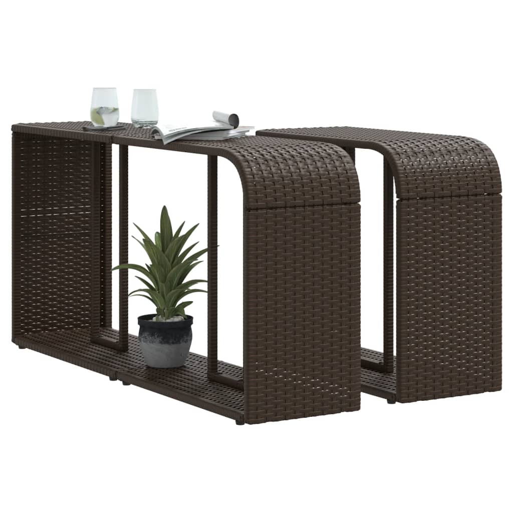 Outdoor Shelves 2 Pcs. Brown Poly Rattan