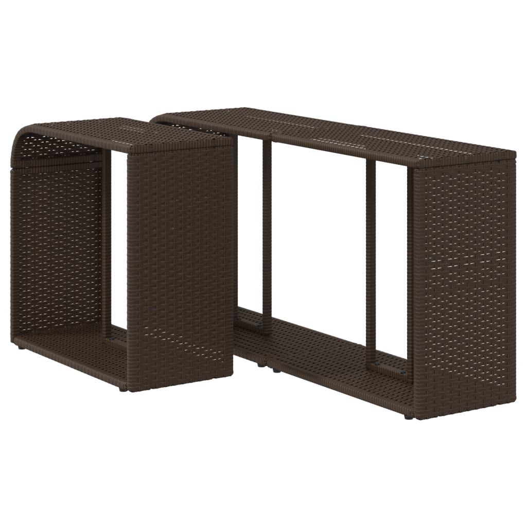 Outdoor Shelves 2 Pcs. Brown Poly Rattan