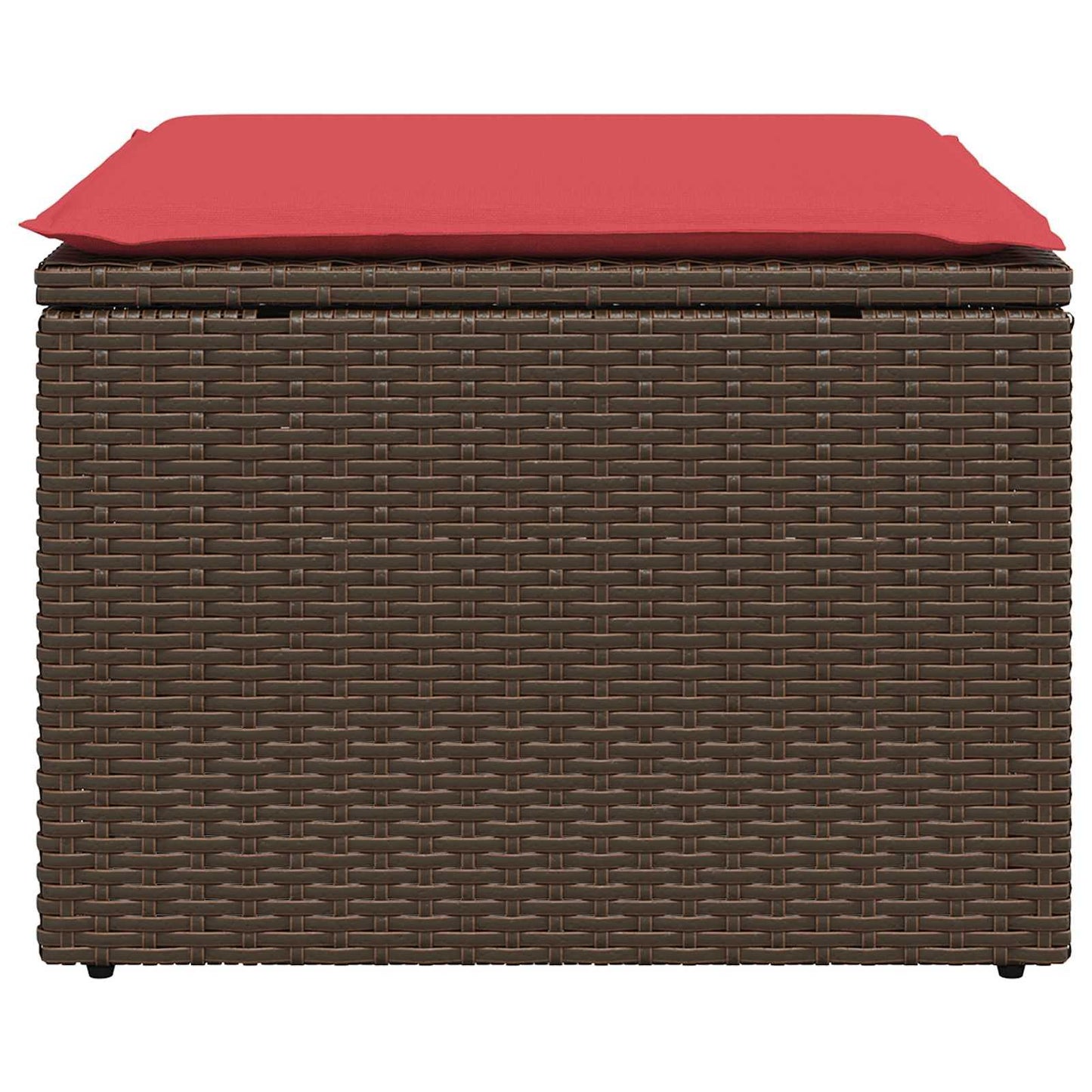 Gartenhocker mit Kissen Braun 55x55x37 cm Poly Rattan