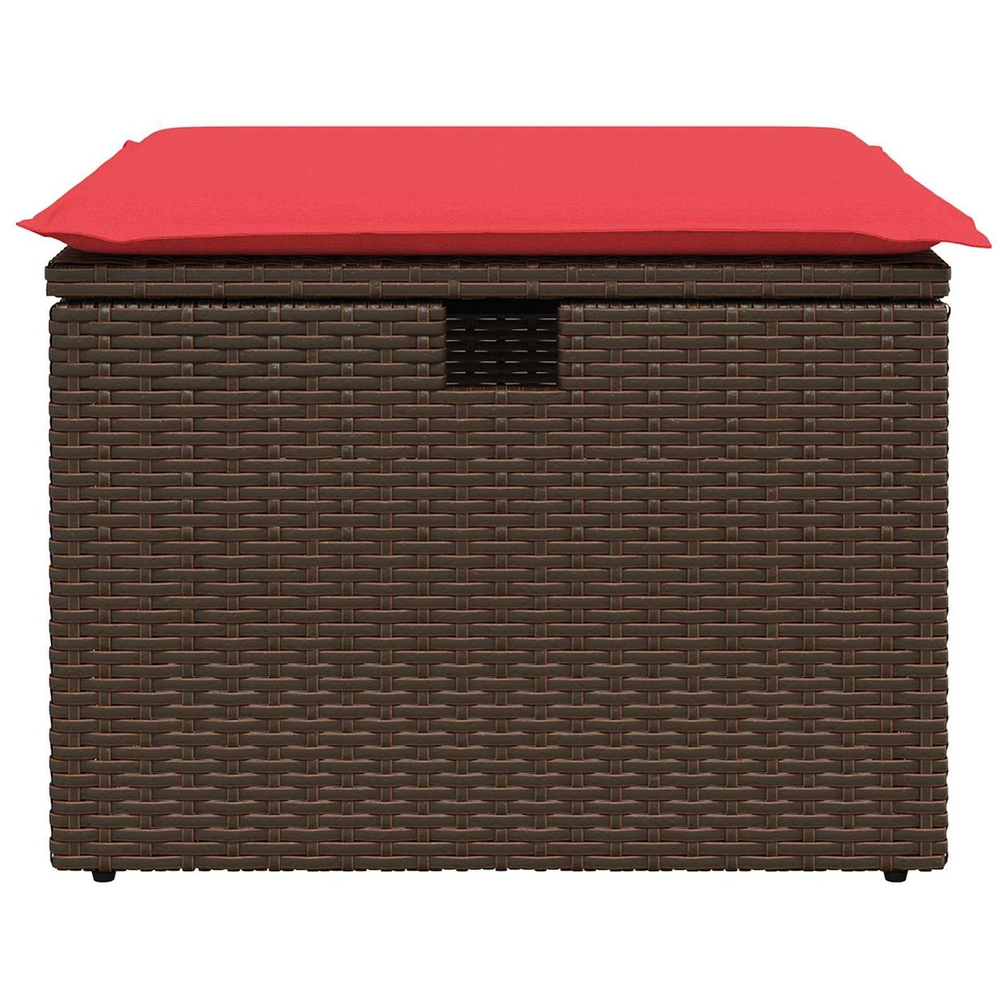 Gartenhocker mit Kissen Braun 55x55x37 cm Poly Rattan