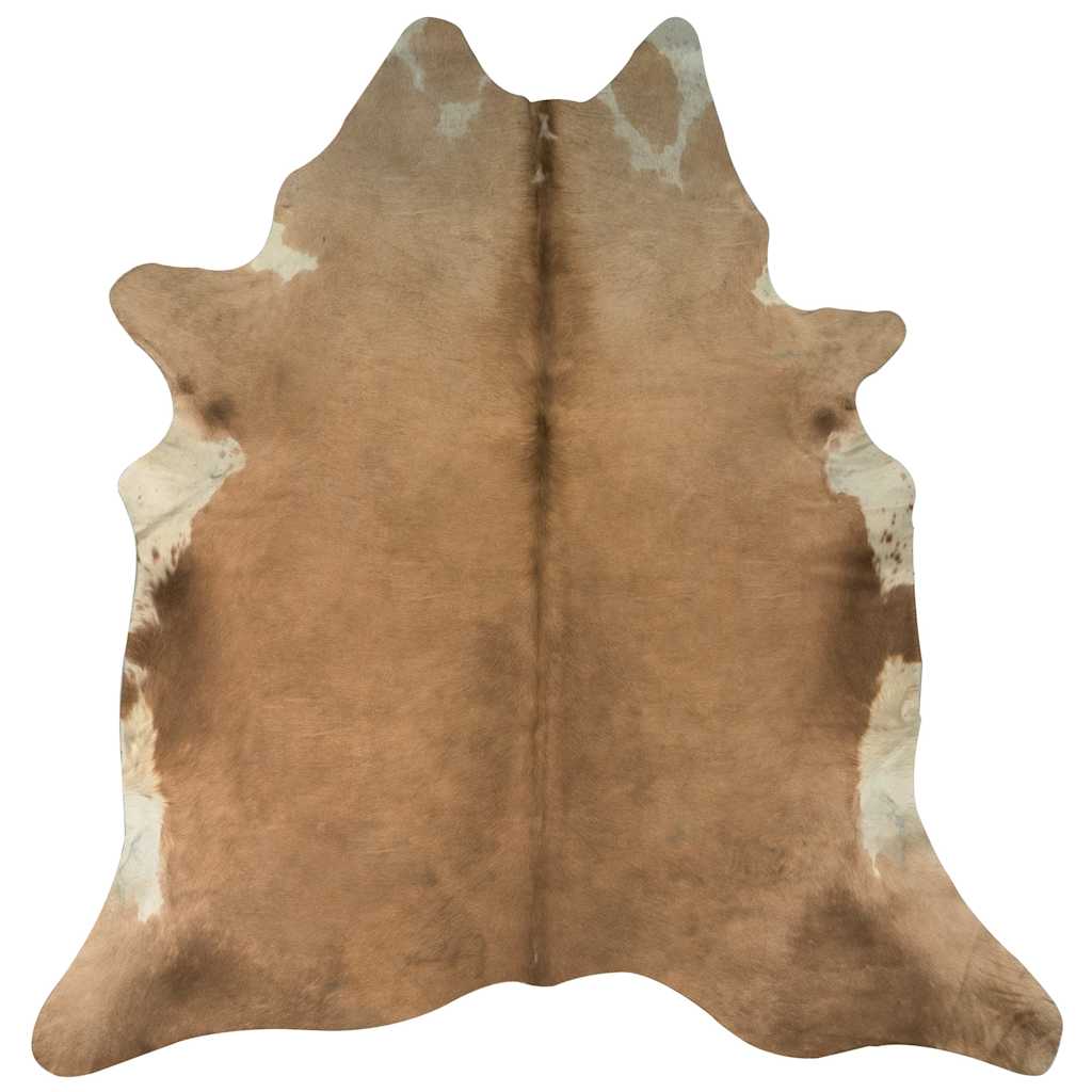 Tapis en véritable cuir de vachette marron et blanc 180x220 cm
