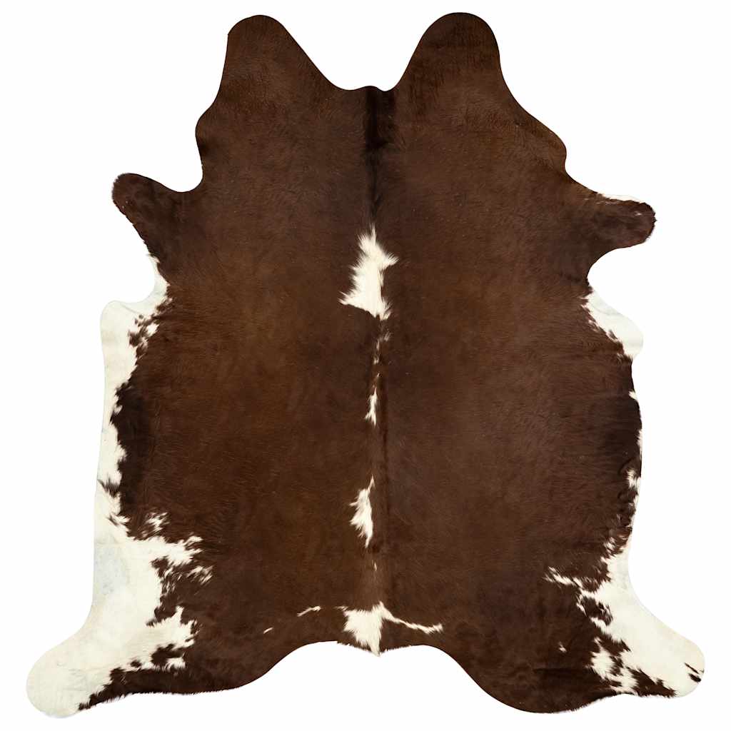 Tapis en véritable cuir de vachette marron et blanc 180x220 cm