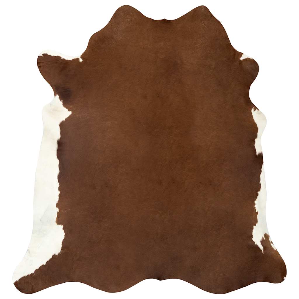 Tapis en véritable cuir de vachette marron et blanc 180x220 cm
