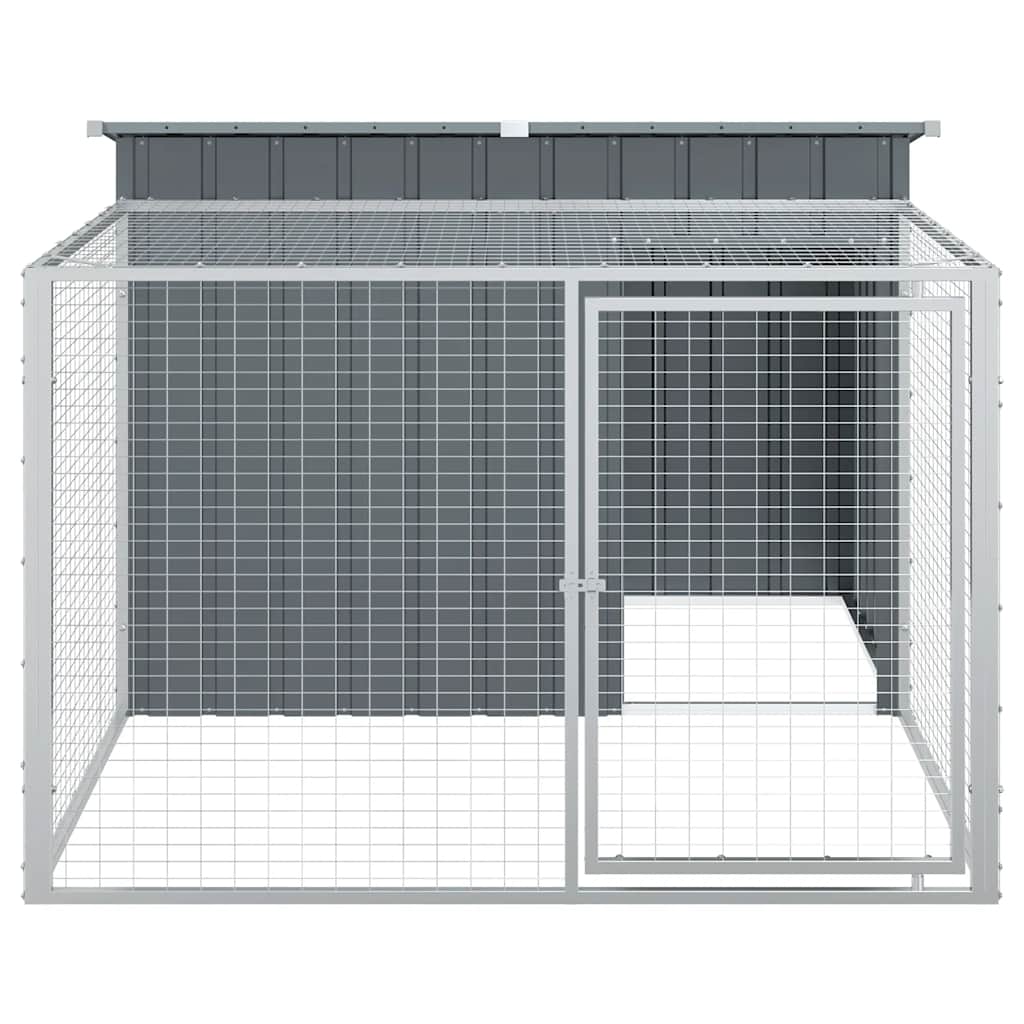 Hundehütte mit Auslauf Anthrazit 153x194x110 cm Verzinkter Stahl