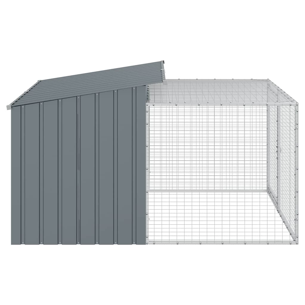 Hundehütte mit Auslauf Anthrazit 153x194x110 cm Verzinkter Stahl