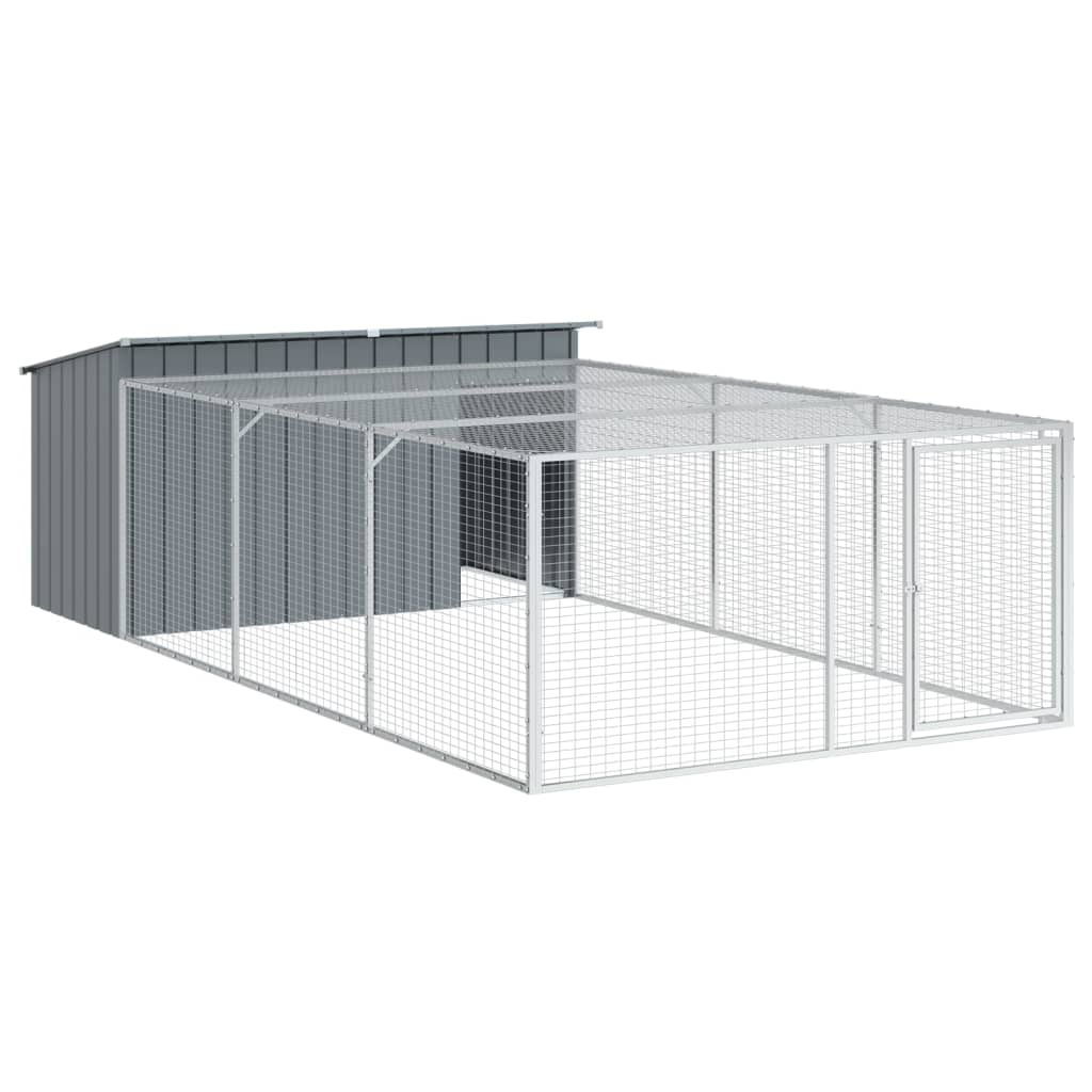 Hundehütte mit Auslauf Anthrazit 197x396x110 cm Verzinkter Stahl