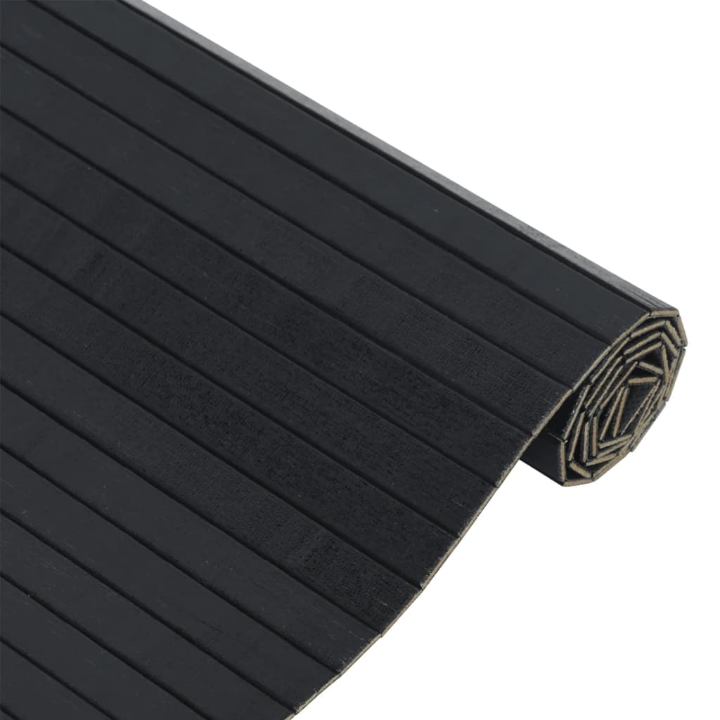 Tapis Rectangulaire Noir 70x200 cm Bambou