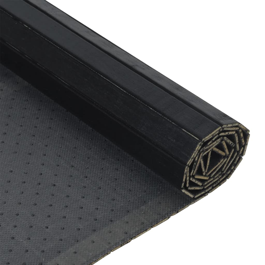 Tapis Rectangulaire Noir 70x200 cm Bambou