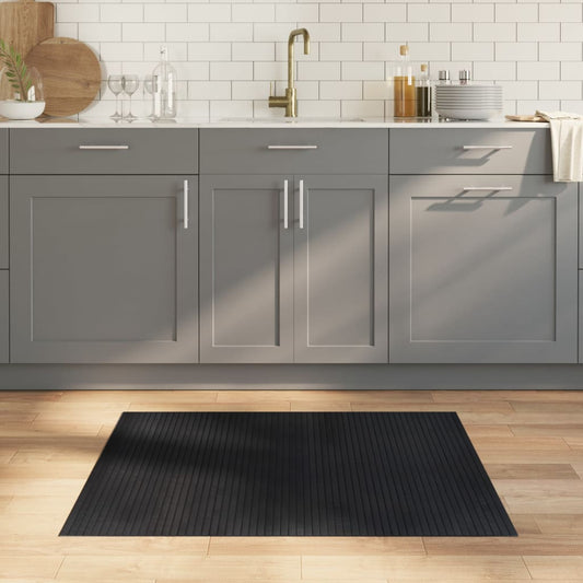 Tapis Rectangulaire Noir 80x100 cm Bambou