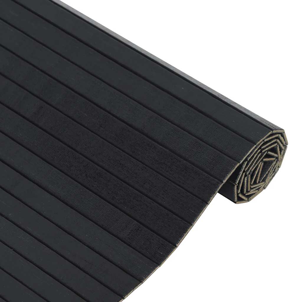 Tapis rectangulaire noir 100x100 cm bambou