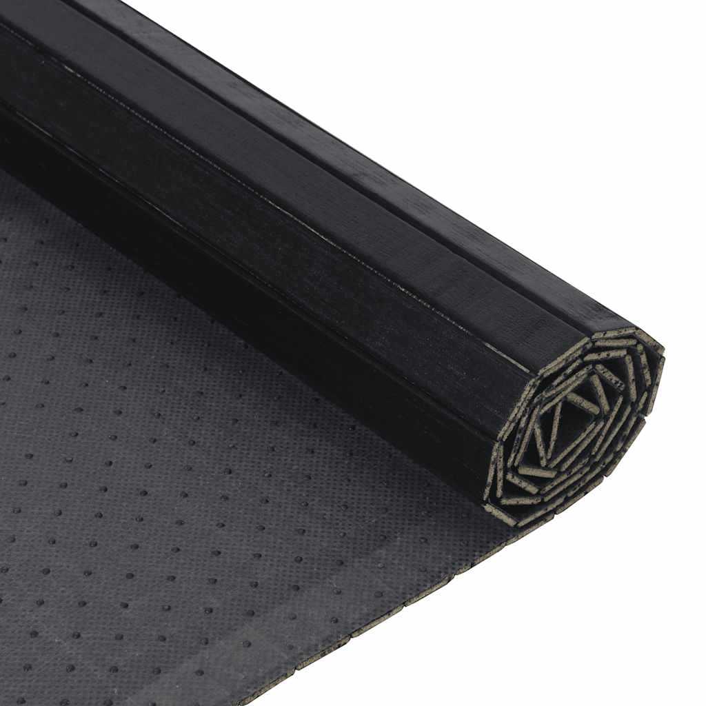 Tapis rectangulaire noir 100x100 cm bambou