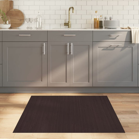 Tapis rectangulaire marron foncé 100x100 cm Bambou