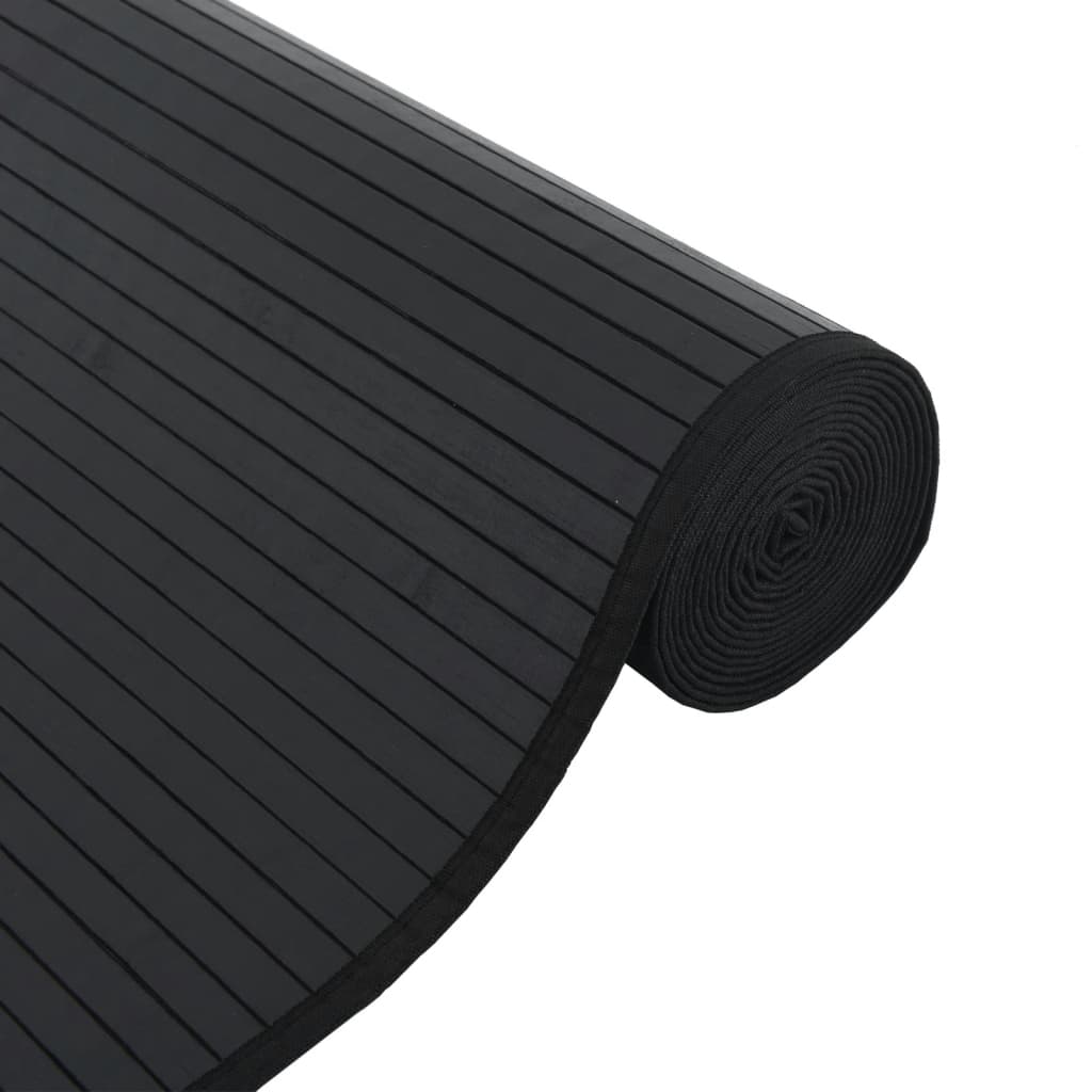 Teppich Rechteckig Schwarz 60x100 cm Bambus