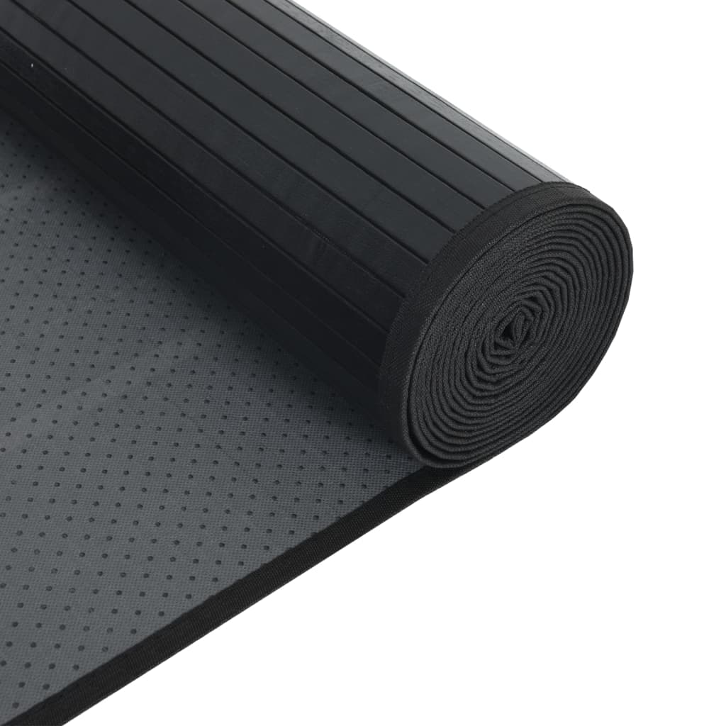 Teppich Rechteckig Schwarz 60x100 cm Bambus