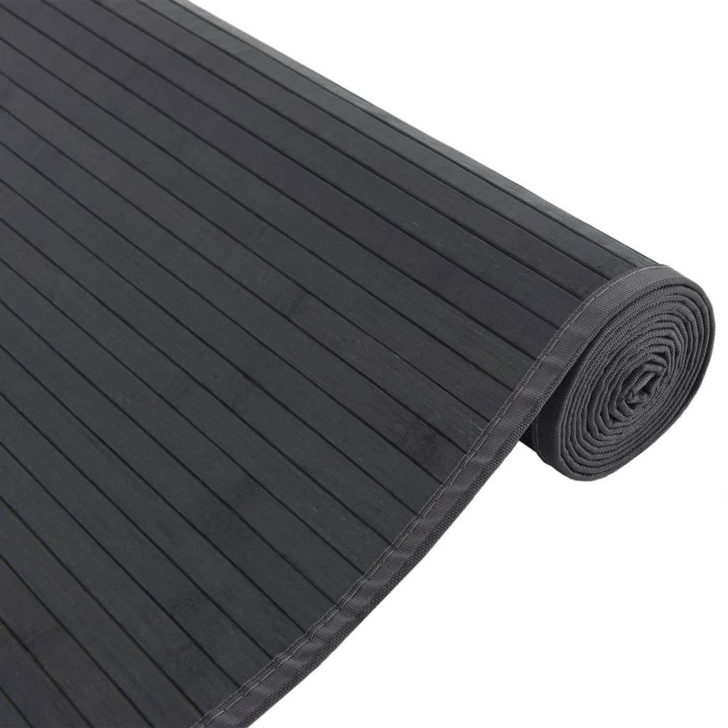 Tapis Rectangulaire Noir 80x200 cm Bambou