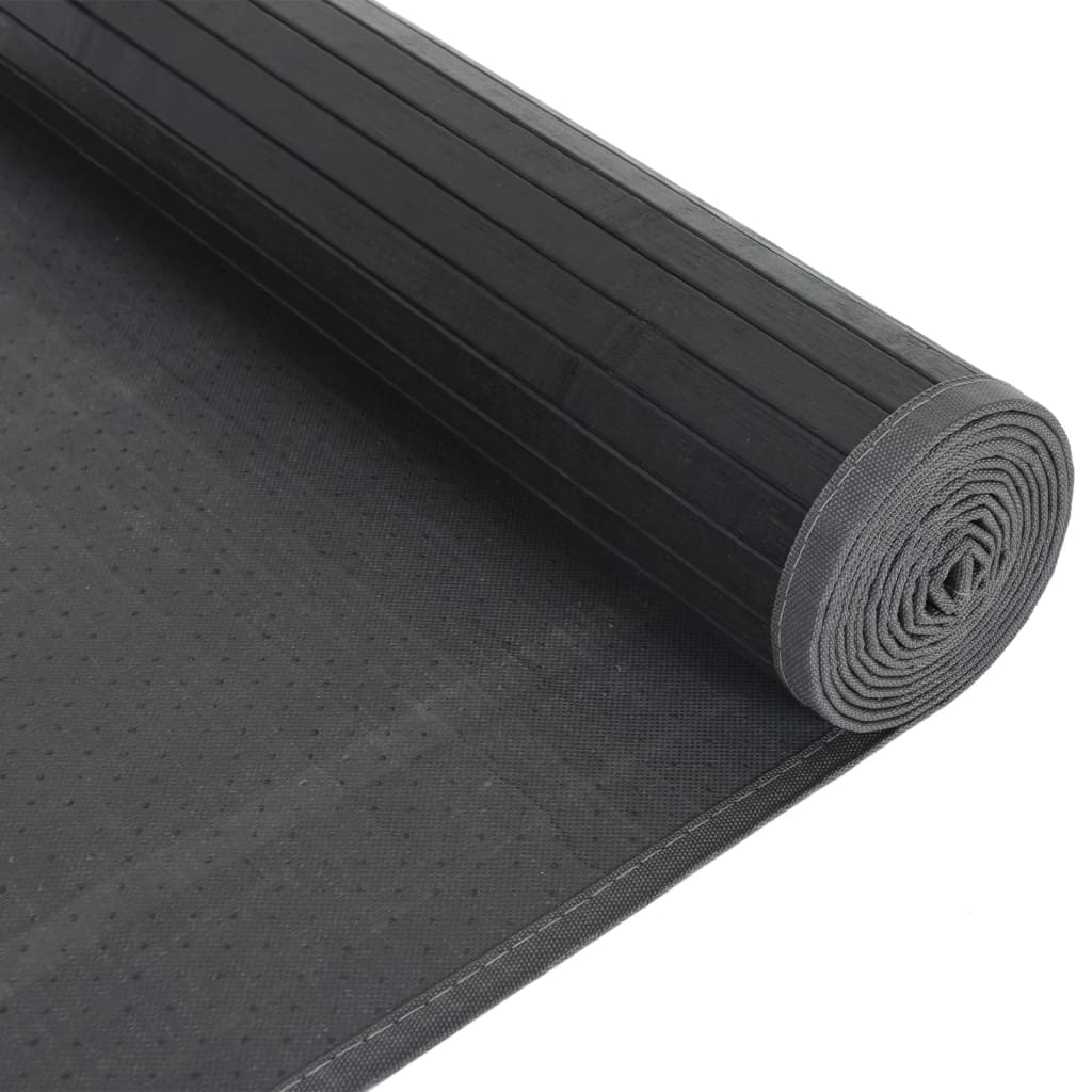 Tapis Rectangulaire Noir 80x200 cm Bambou