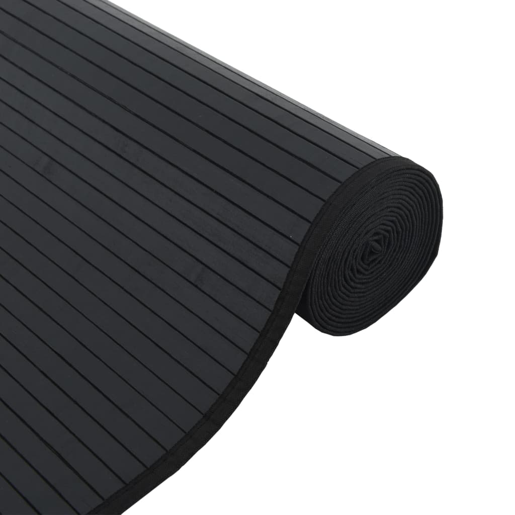 Tapis rectangulaire noir 100x200 cm bambou