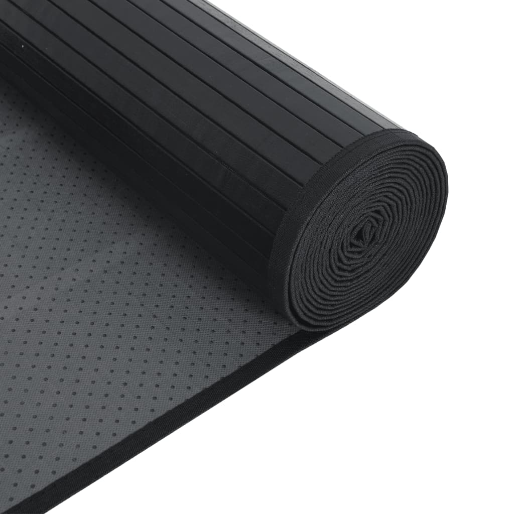 Tapis rectangulaire noir 100x200 cm bambou