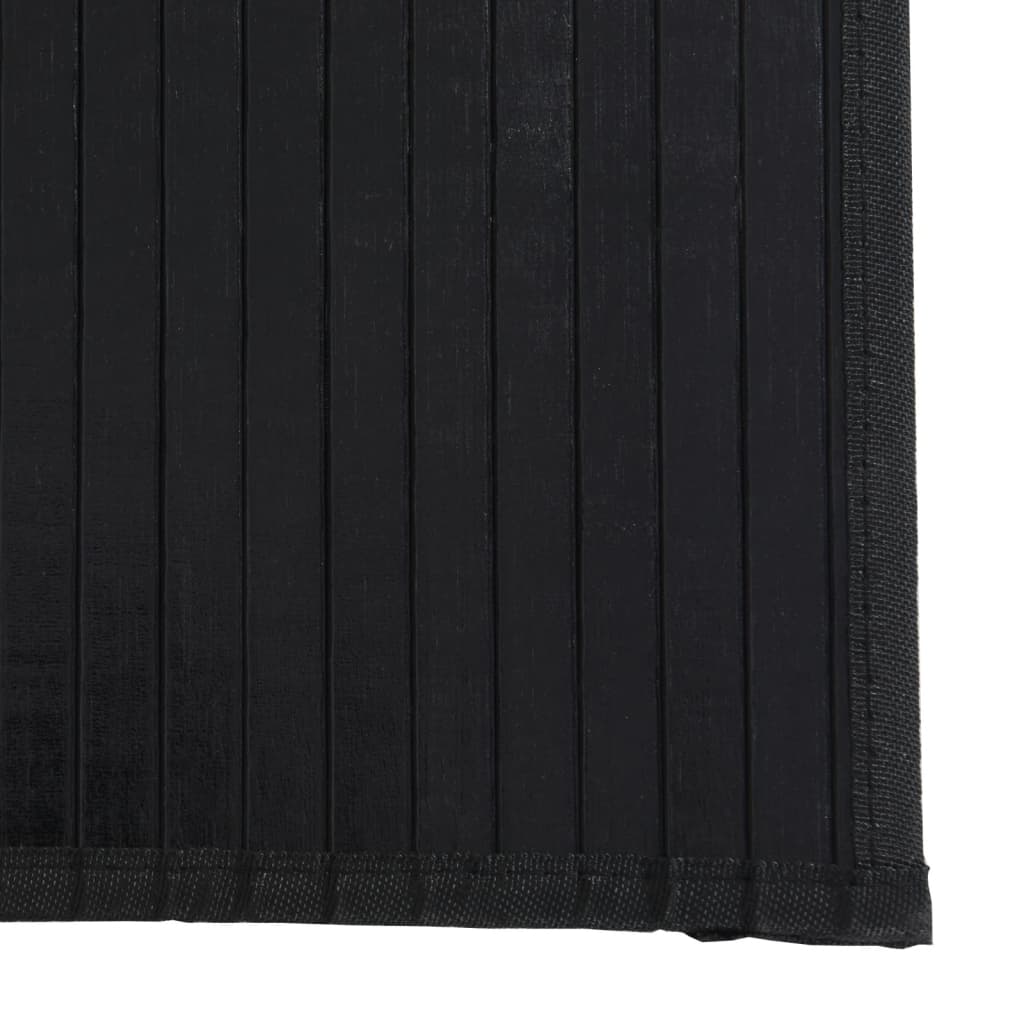 Tapis rectangulaire noir 100x200 cm bambou
