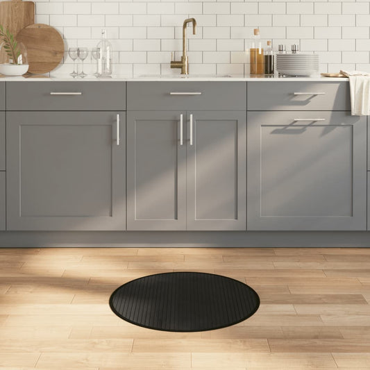 Black Round Bamboo Rug 60 cm