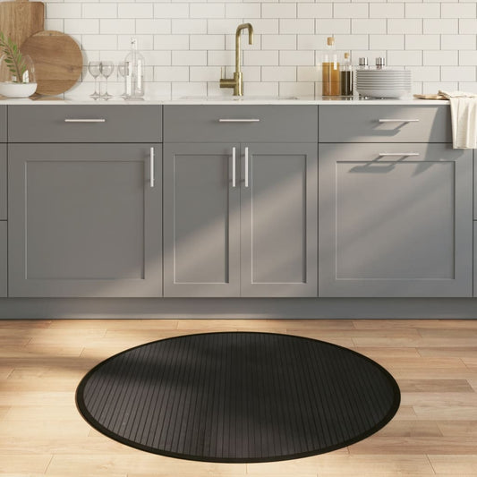 Carpet Round Black 100 cm Bamboo