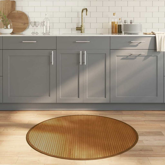 Round Brown Carpet 100 cm Bamboo