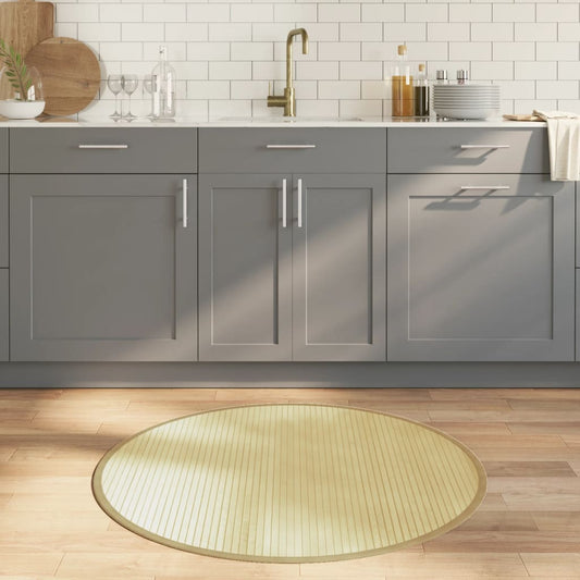Round Carpet Light Natural 100 cm Bamboo
