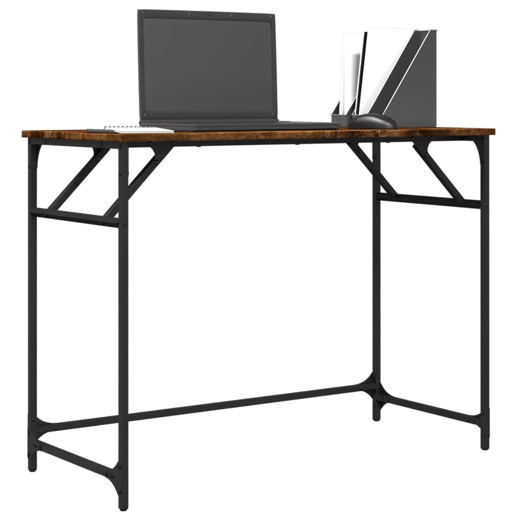 Desk smoked oak 100x45x76 cm wood material and steel