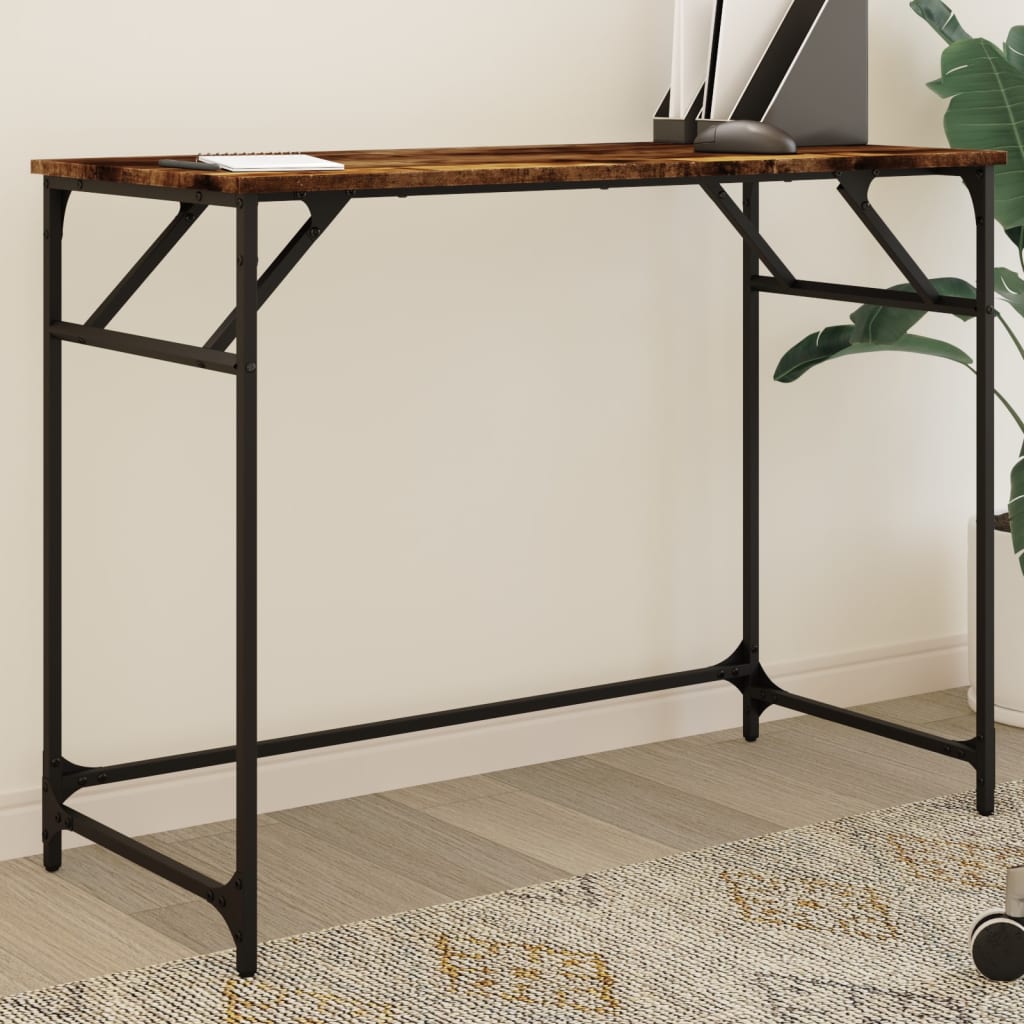 Desk smoked oak 100x45x76 cm wood material and steel