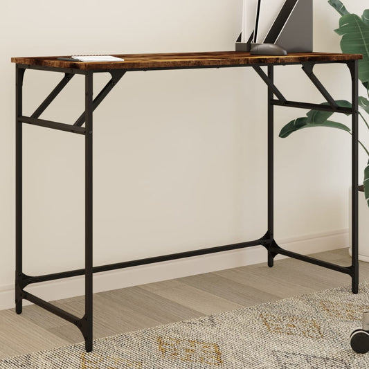 Bureau chêne fumé 100x45x76 cm bois d'ingénierie et acier