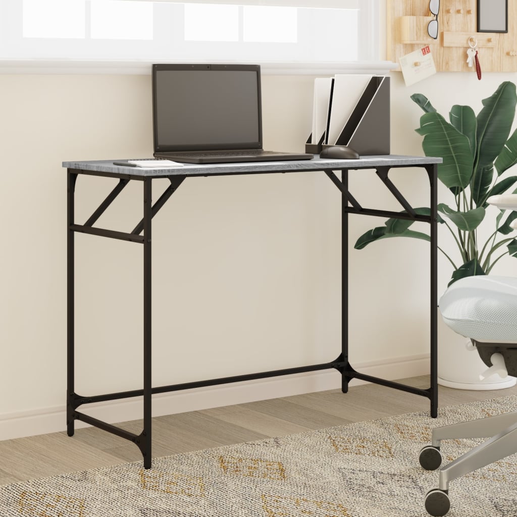 Desk Grey Sonoma 100x45x76 cm Engineered Wood and Steel