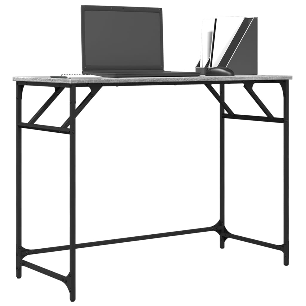 Desk Grey Sonoma 100x45x76 cm Engineered Wood and Steel