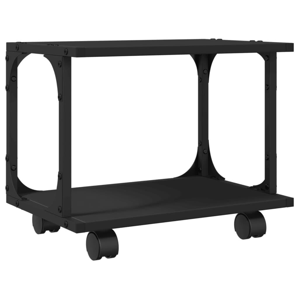 Support d'imprimante 2 étagères noir 41x28x33,5 cm Bois d'ingénierie