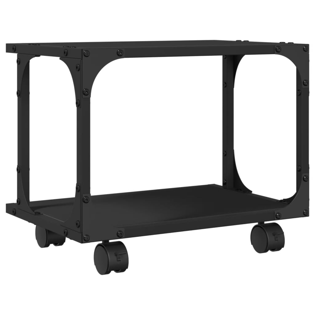 Support d'imprimante 2 étagères noir 41x28x33,5 cm Bois d'ingénierie