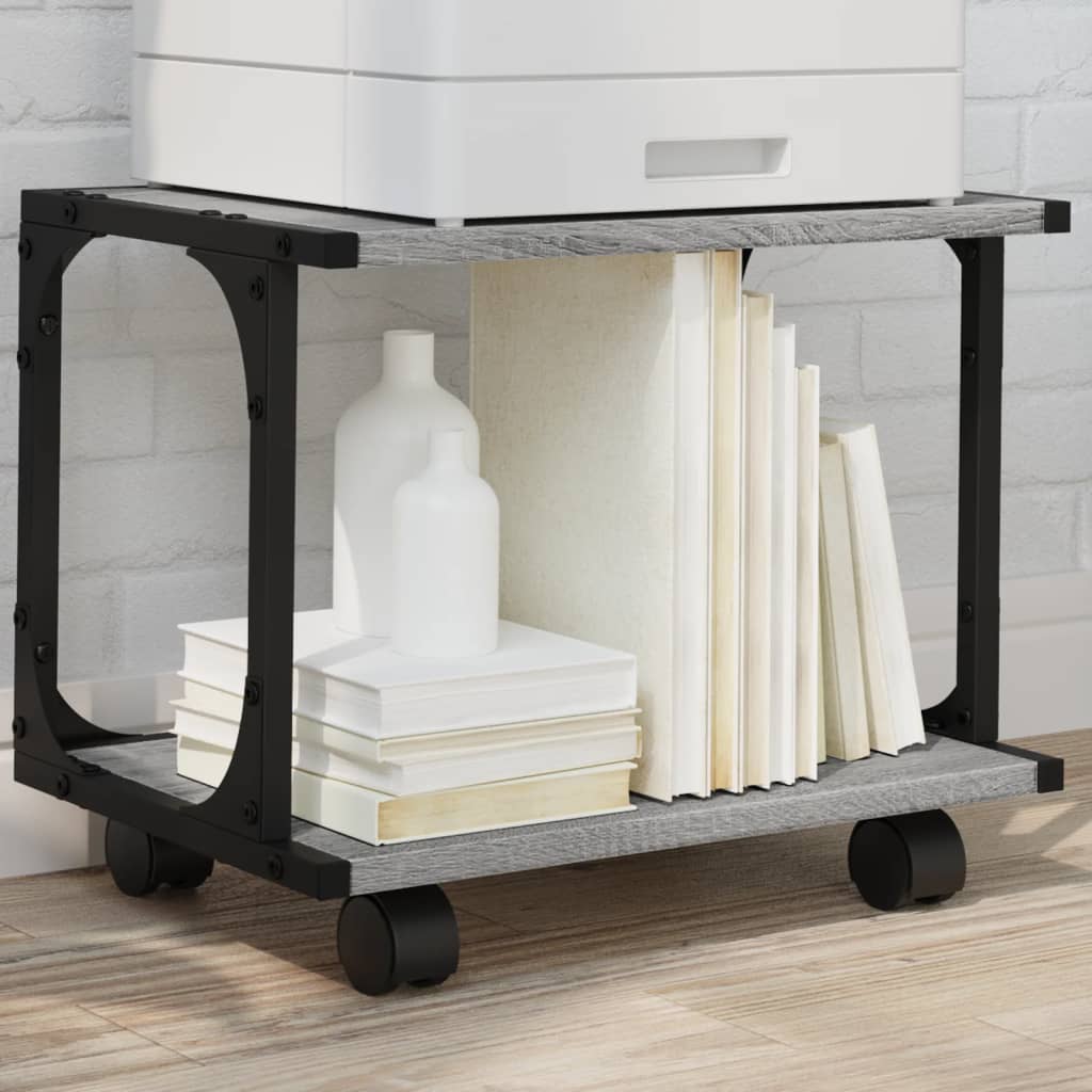 Meuble d'imprimante 2 étagères gris Sonoma 41x28x33,5cm bois d'ingénierie