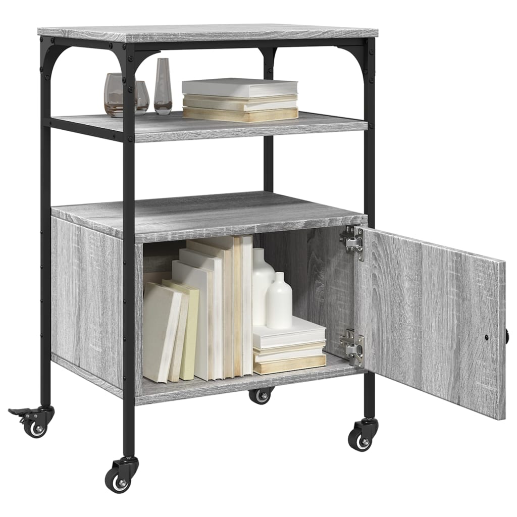 Meuble imprimante 3 étagères Gris Sonoma 50x40x76 cm Bois d'ingénierie
