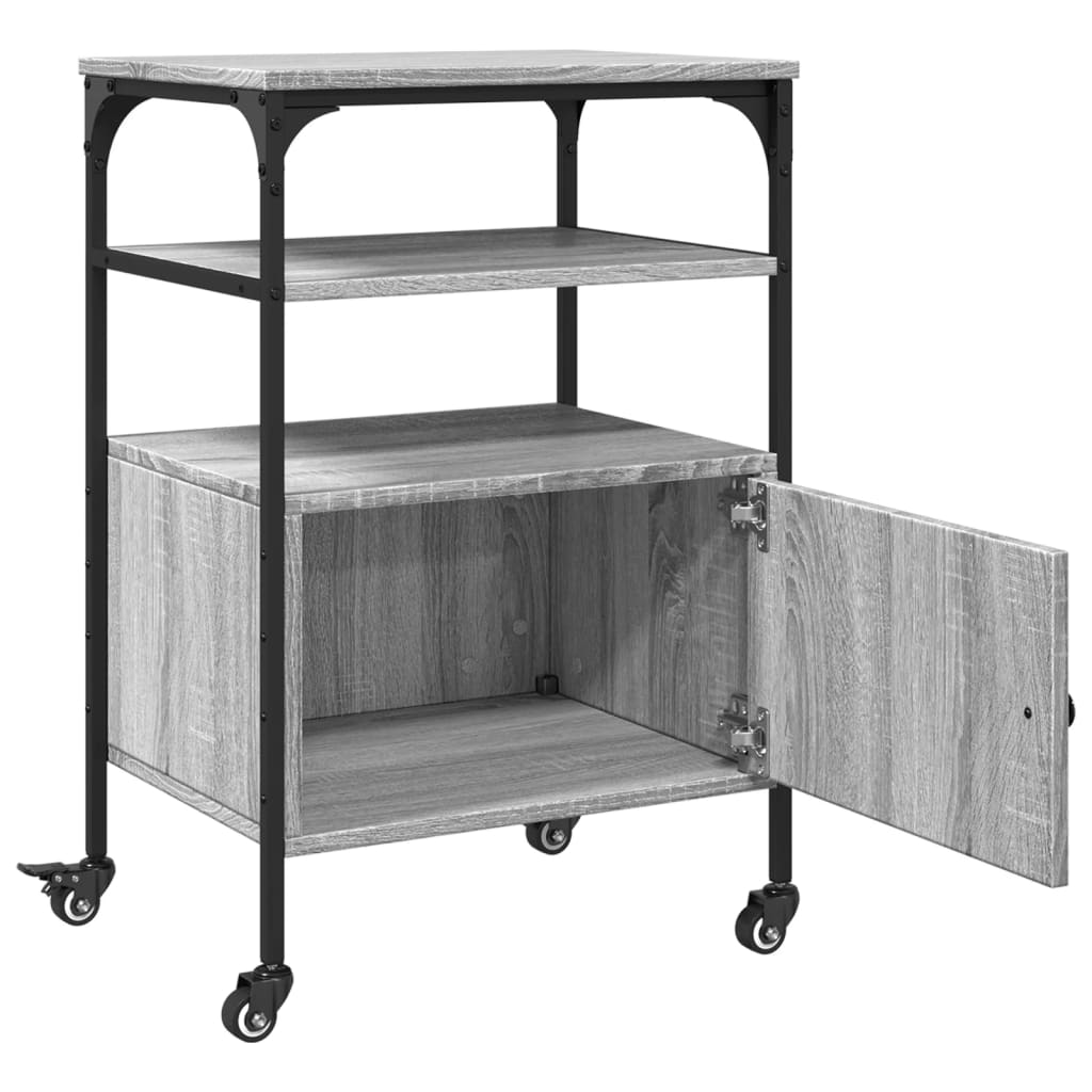 Meuble imprimante 3 étagères Gris Sonoma 50x40x76 cm Bois d'ingénierie