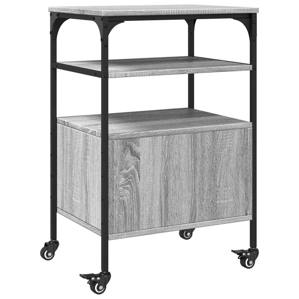 Meuble imprimante 3 étagères Gris Sonoma 50x40x76 cm Bois d'ingénierie